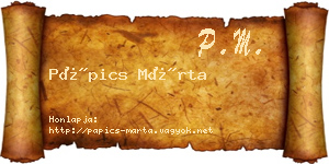 Pápics Márta névjegykártya