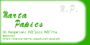 marta papics business card